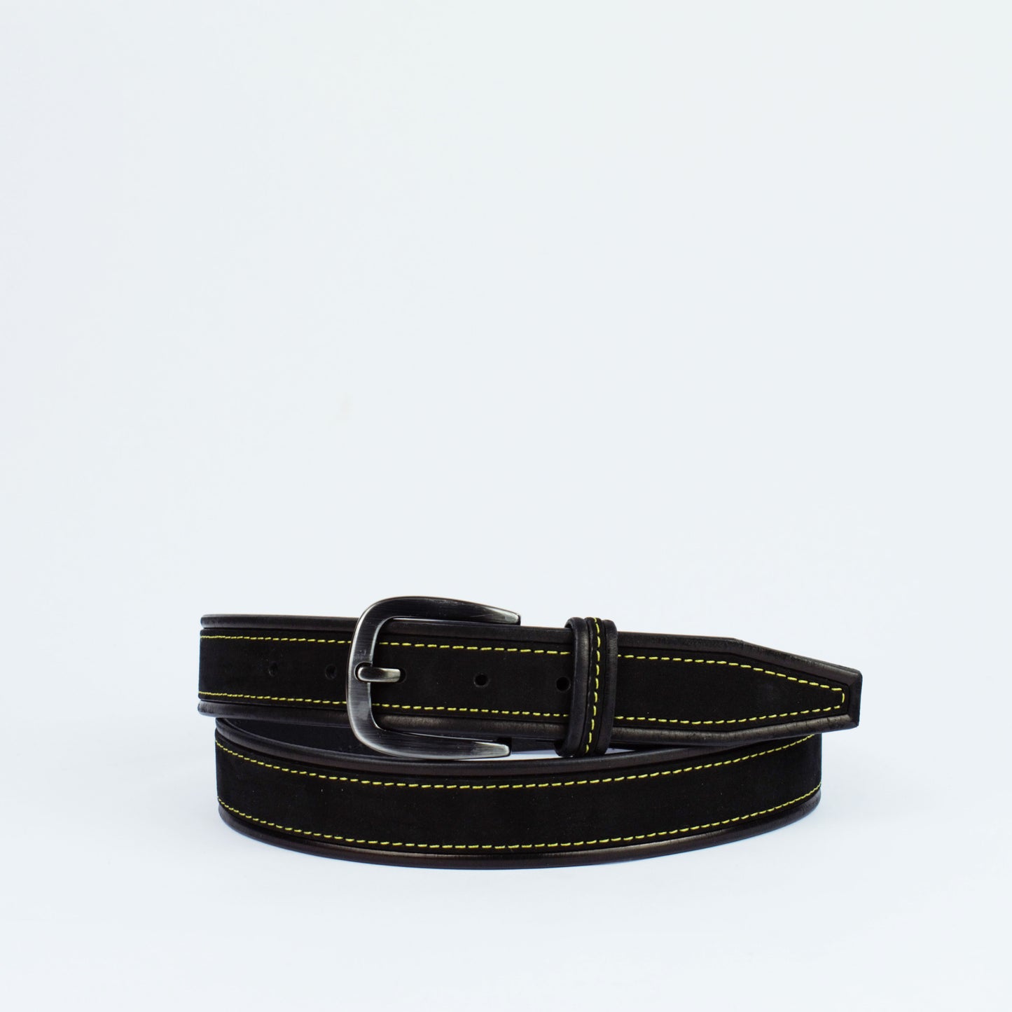Ceinture en cuir nubuck surpiqué fluo, Modèle 1637/35