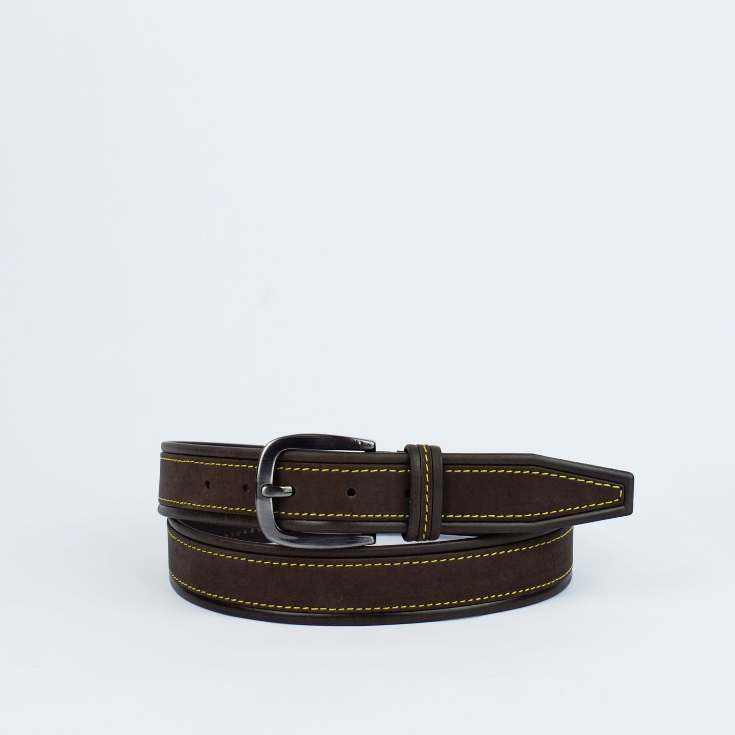 Ceinture en cuir nubuck surpiqué fluo, Modèle 1637/35