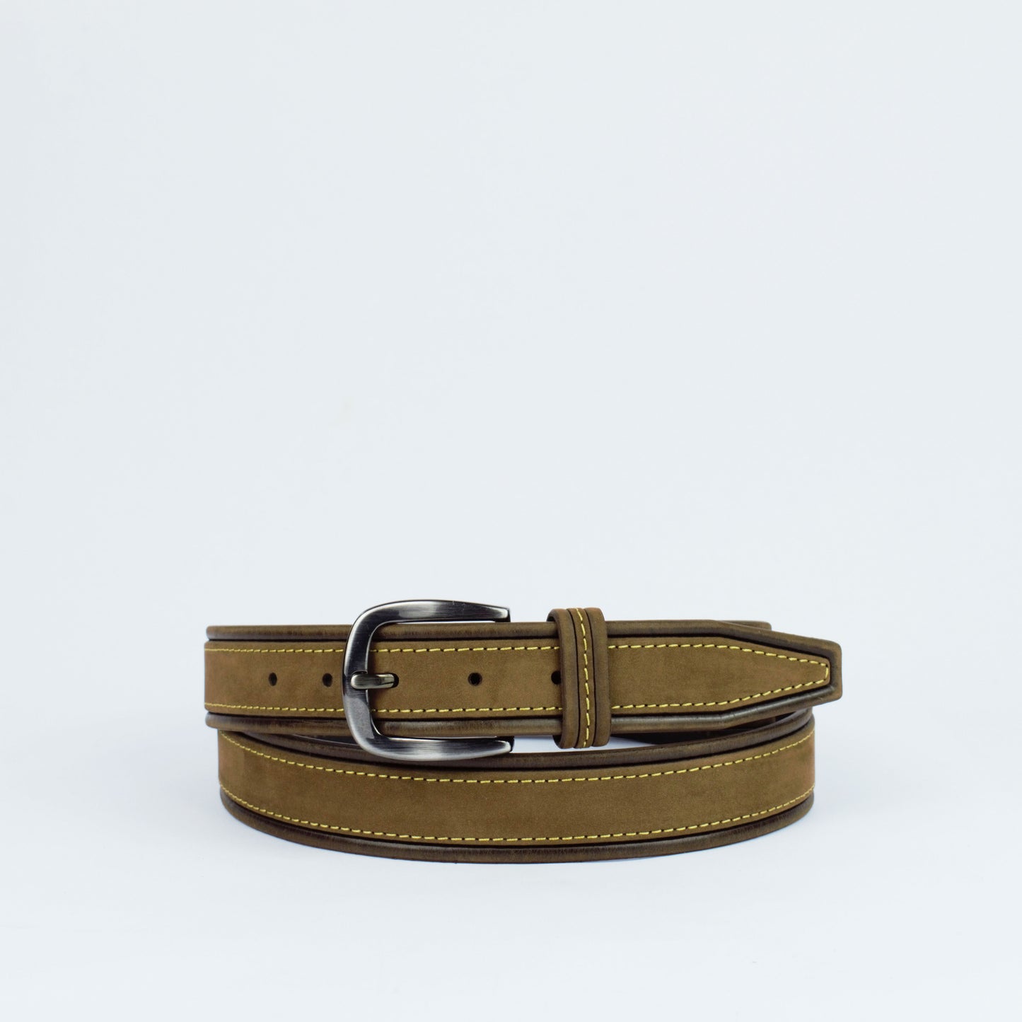 Ceinture en cuir nubuck surpiqué fluo, Modèle 1637/35