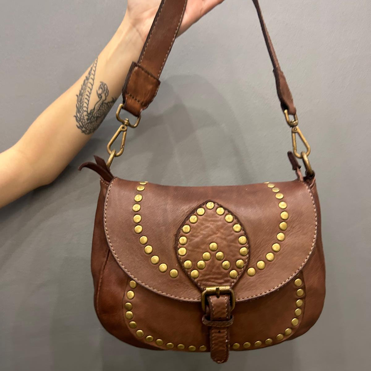 Sac à bandoulière, Modèle SILVIA moyen, couleur cognac