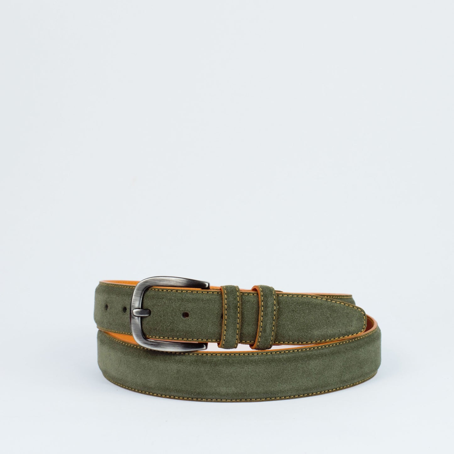 Ceinture en daim surpiqué orange. Modèle 9011/35