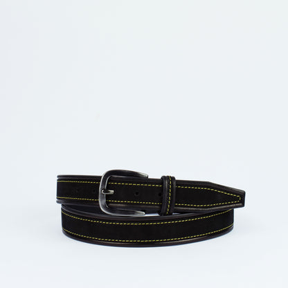 Ceinture en cuir nubuck surpiqué fluo, Modèle 1637/35