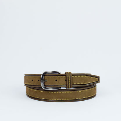 Ceinture en cuir nubuck surpiqué fluo, Modèle 1637/35