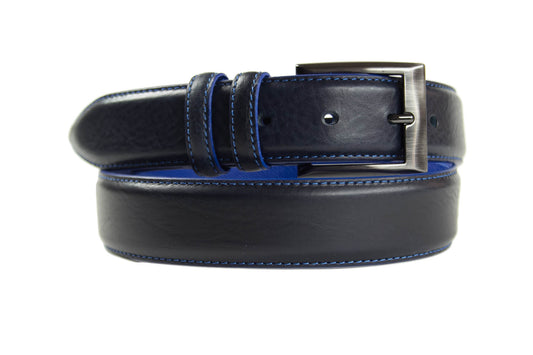 Ceinture en cuir surpiqué bluette, Modèle 518/35