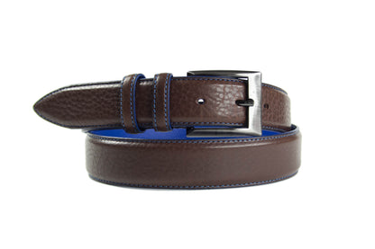 Ceinture en cuir surpiqué bluette, Modèle 518/35
