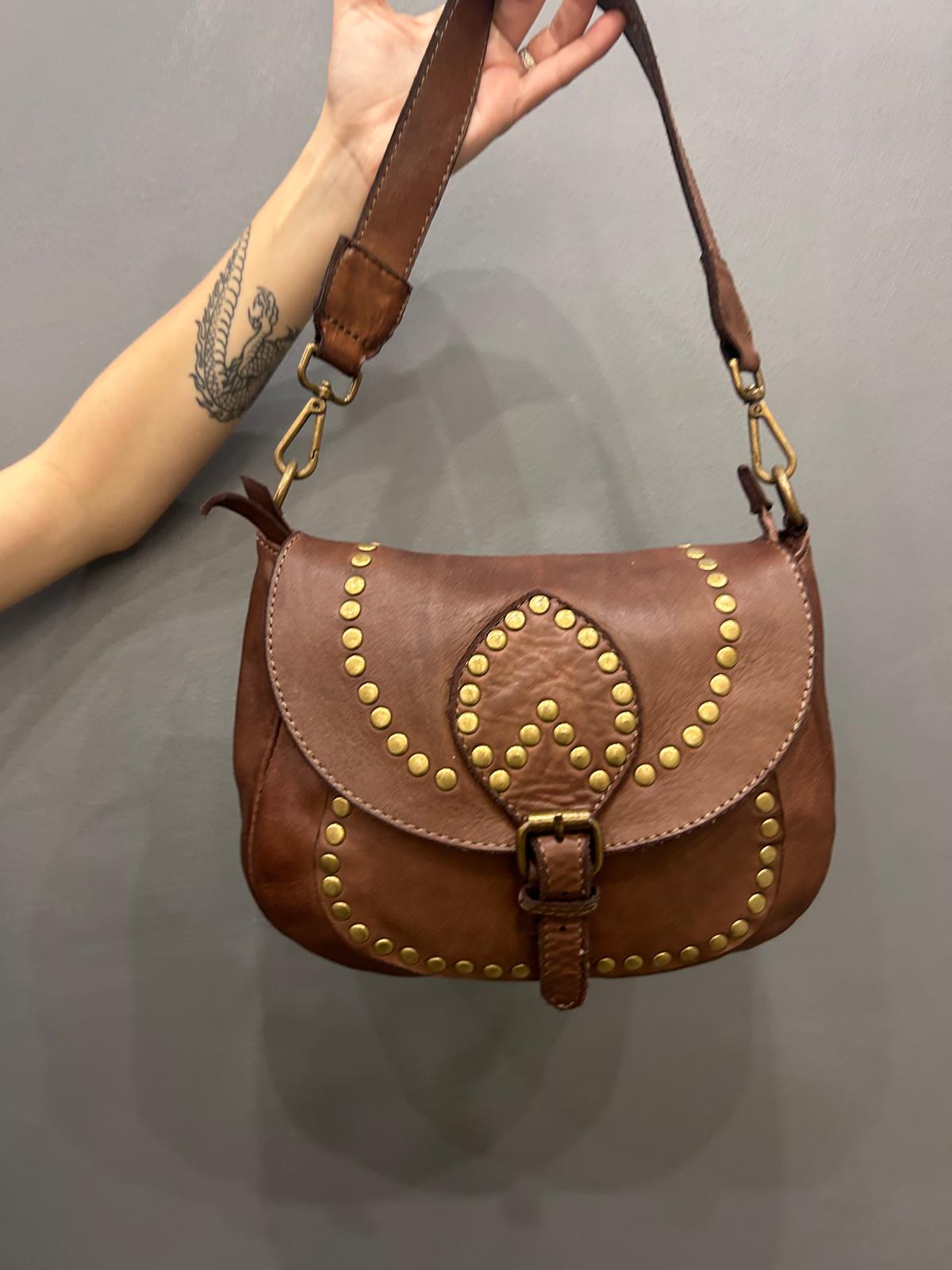 Sac à bandoulière, Modèle SILVIA moyen, couleur cognac