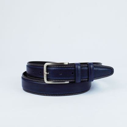 Ceinture en cuir florentin surpiquée blanc, Modèle 922/35