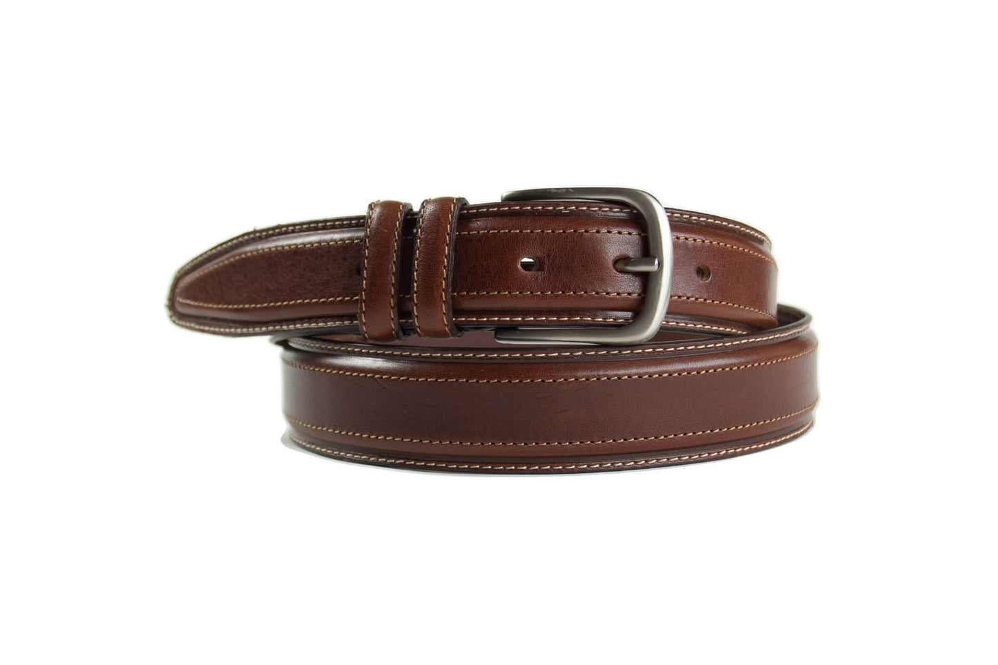 Ceinture en cuir florentin surpiquée blanc, Modèle 922/35