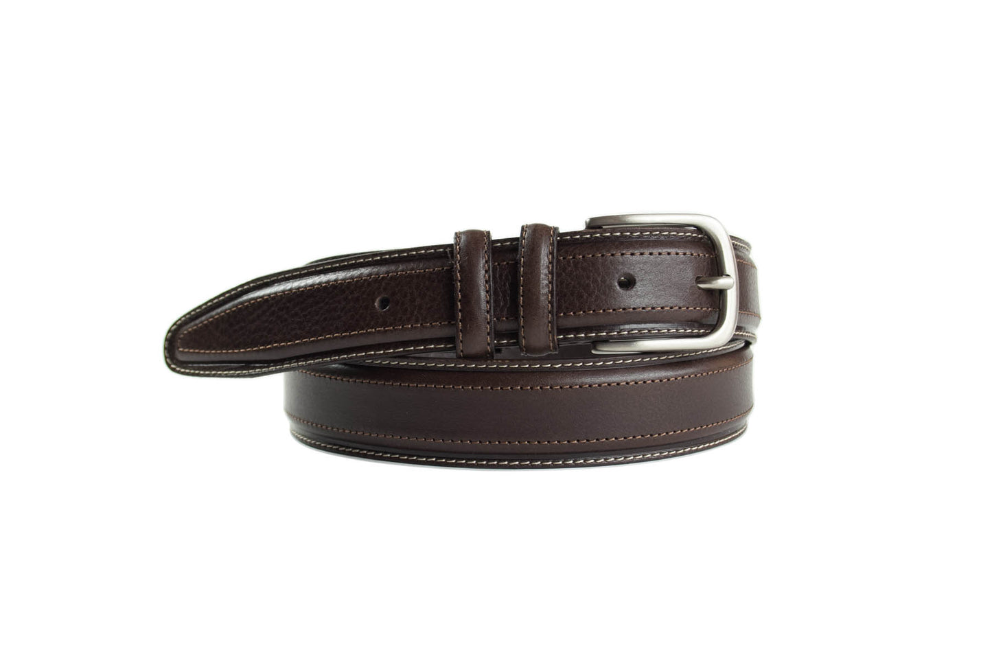 Ceinture en cuir florentin surpiquée blanc, Modèle 922/35