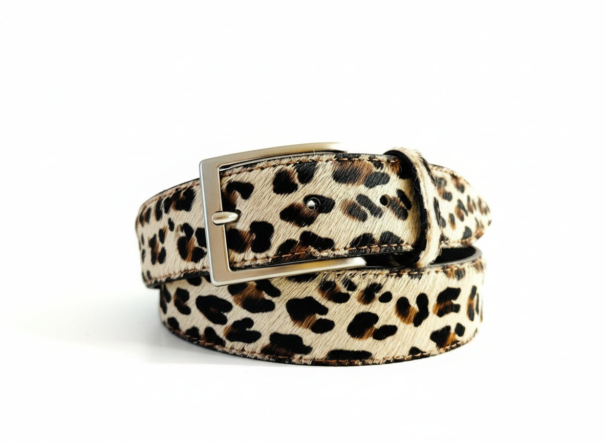 Ceinture en cuir imprimé animalier
