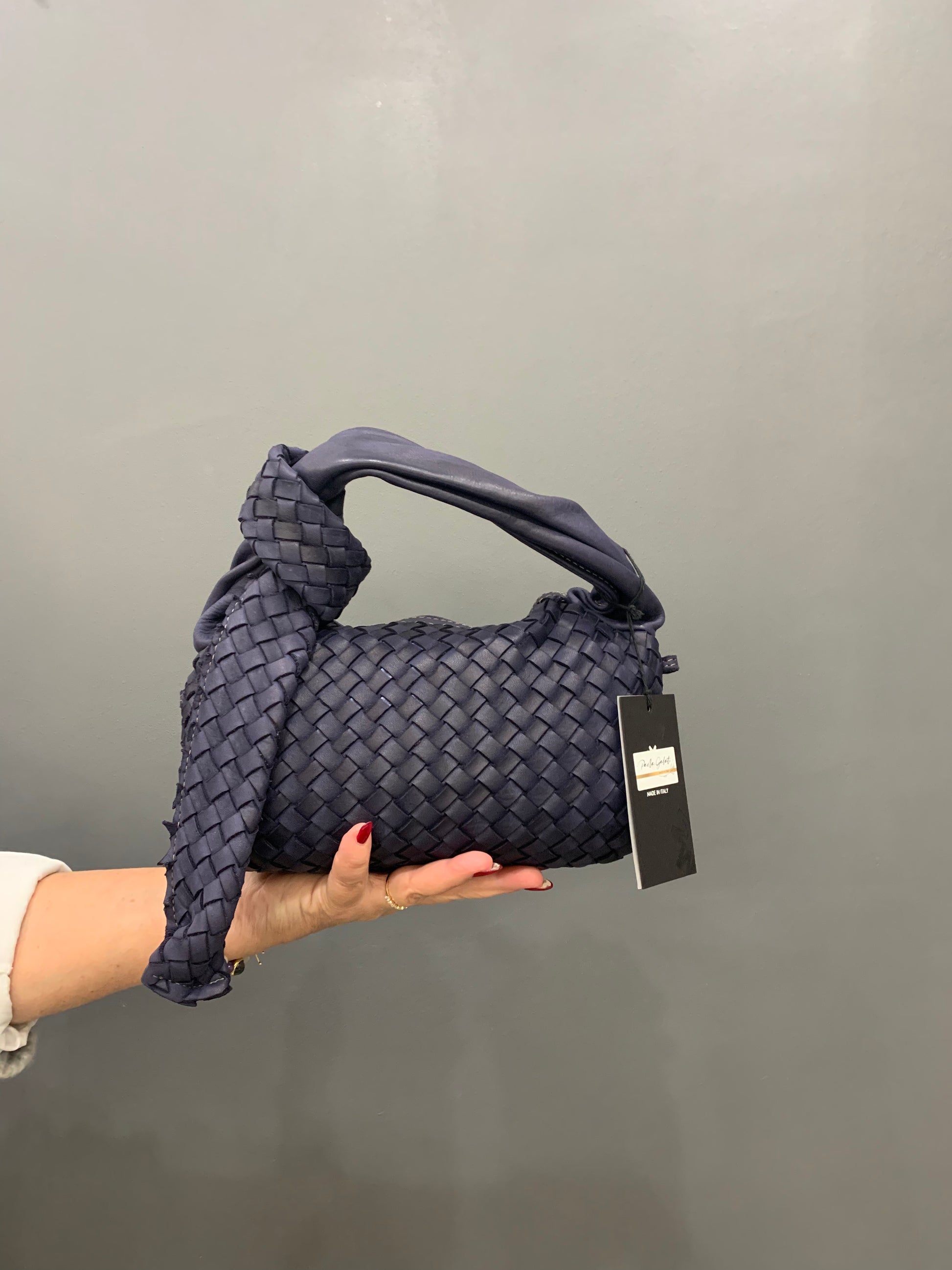 Sac tressé avec noeud, couleur bleu