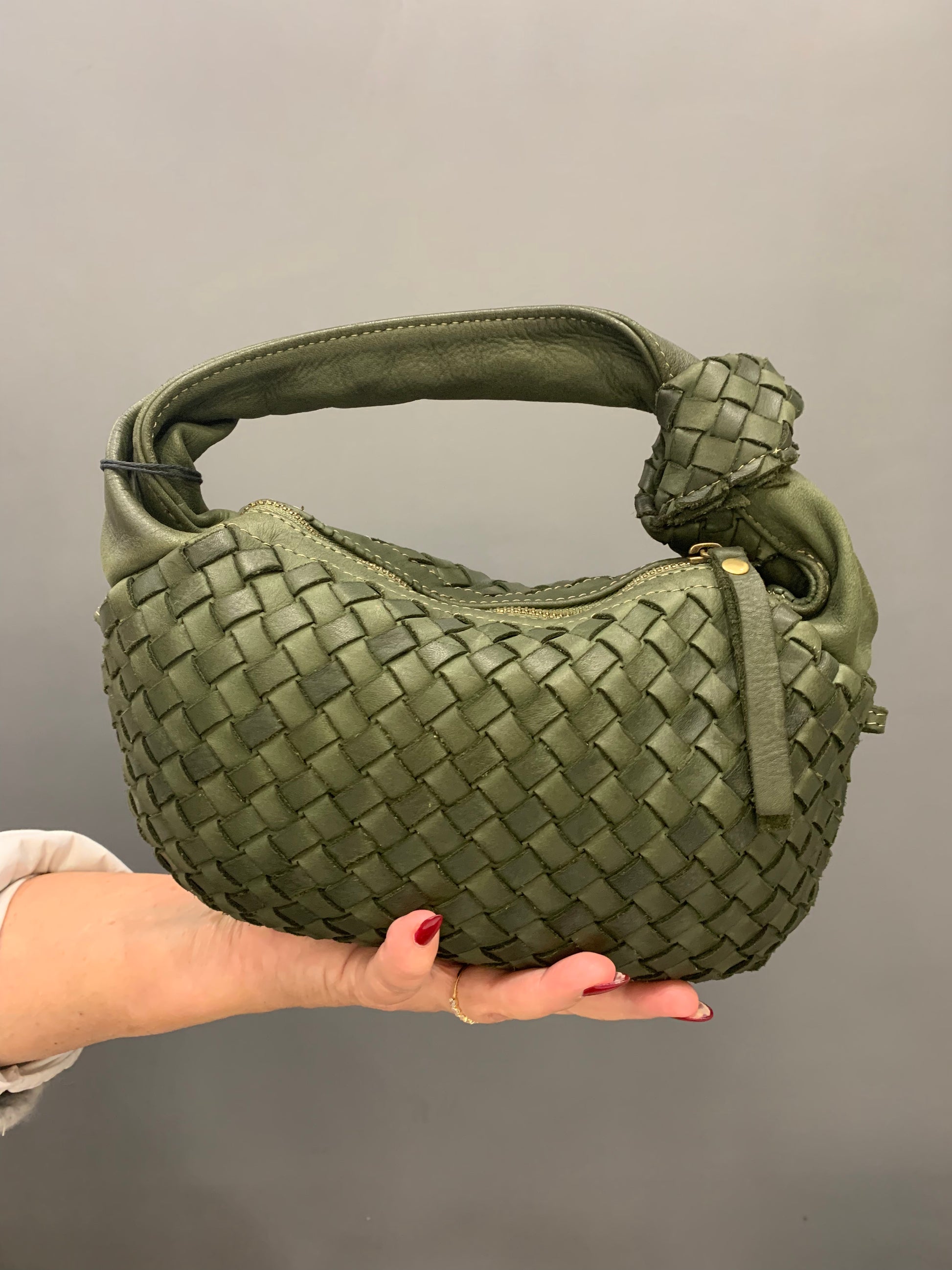 Sac tressé avec noeud, couleur vert