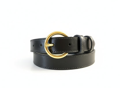 Ceinture en cuir à boucle ronde dorée, Modèle 2405/25